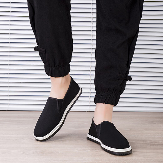 Tongyunda Spezial dicke Reifen-Sohle-Stoffschuhe für Frühlings- und Sommer-Baustelle Arbeit, um die Bodenbearbeitung durch alte Peking-Arbeitsschutzschuhe zu verhindern, Atmungsabstimmung ohne Rutsch schwarze Männerschuhe extra dick] echte Reifen-Sohle-Stoffschuhe, fette Fußschuss, One Size 40 (250 mm)