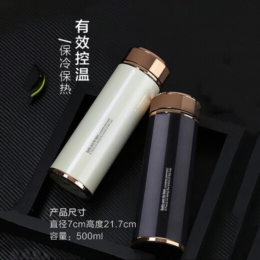 典跃保温杯男士高档不锈钢大容量茶水分离泡茶杯商务便携水杯定制送礼 优雅金商务礼盒装 500ml