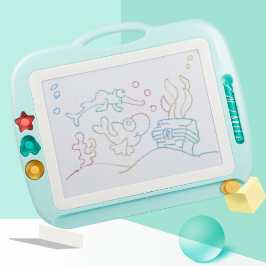 Qiqu Children's Toys Magnetic Drawing Board 8888A Light Blue Extra Large Writing Board Baby Blackboard 1-2-3-6 Years Old Painting Tools Toddler Magnetic Seal Painting Tools Kids Graffiti Board