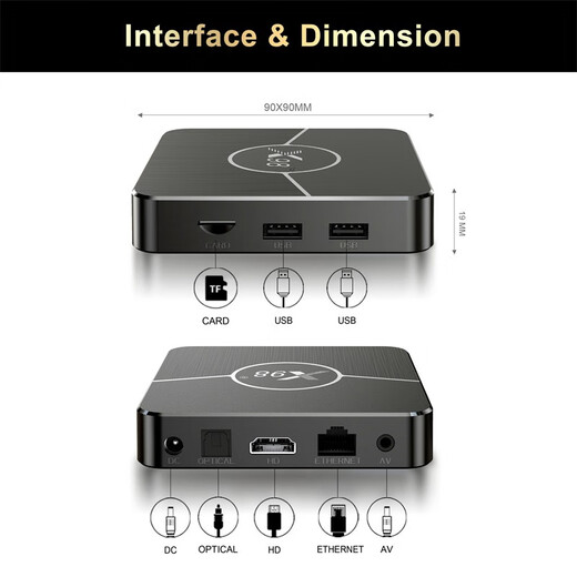 X98外贸网络电视机顶盒子晶晨S905W2安卓11定制4K视频广告播放器 4GB 64GB