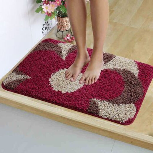 Bathroom door mats, home door absorbent floor mats, toilet bedroom mats, bathroom anti-slip mats, red large flowers 40*60cm