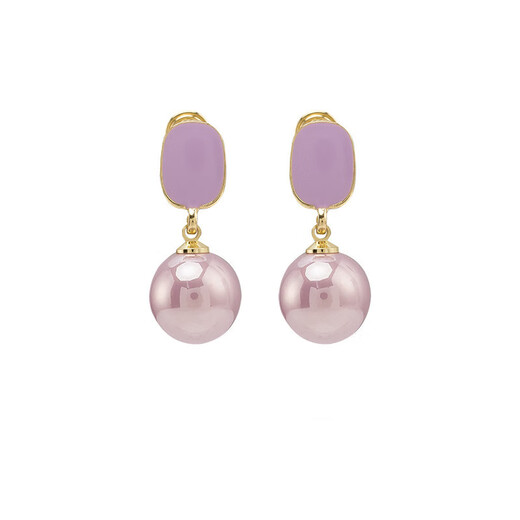 Sili Korean temperament socialite purple pearl earrings female sweat Internet celebrity trendy fashion versatile ear clip without piercing 1029 purple pearl mosquito coil ear clip