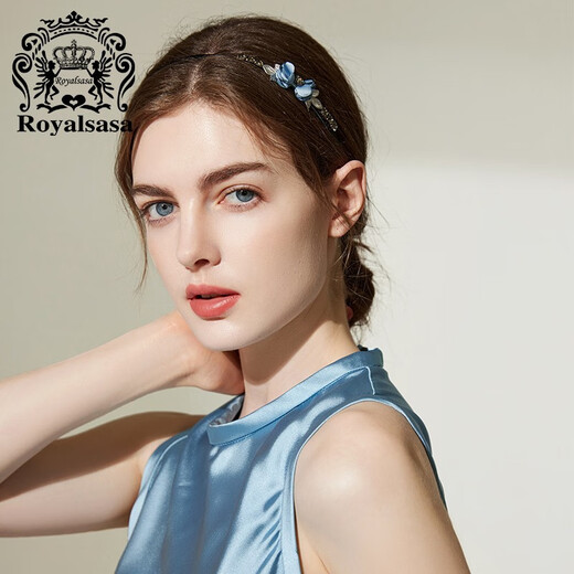 Royal sasa royal salsa hair accessories Japanese and Korean version of headband headband hairpin head flower artificial crystal silk satin flower ornaments elegant blue 607017