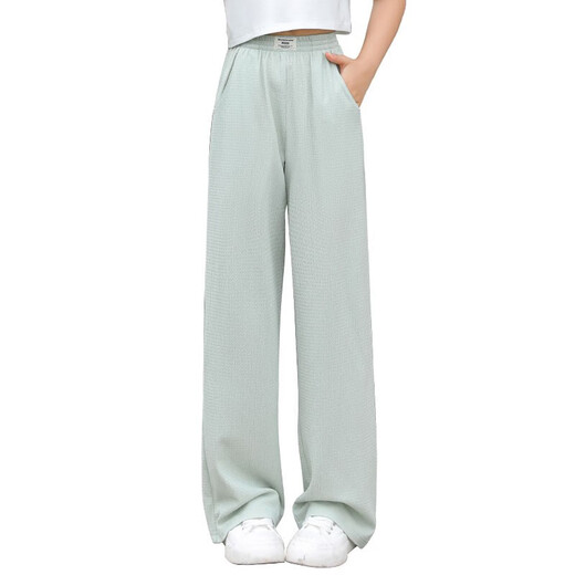 I.Karnow Girls Widm-Bein Hosen Kinder Sommer Neue Ice Seidenhose Girls Casual Anzug Dünne Hose große Kinder Sommerhosen 15009 Lila + 9889 Weiß [Set] 170