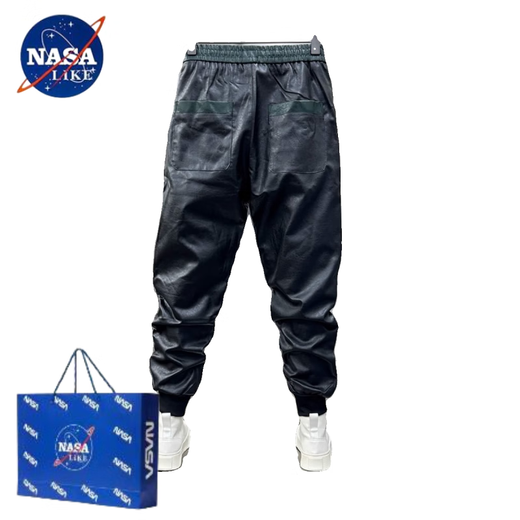 Nasalike Heavyweight Plus Samt verdickte Hosen für Herren-Winterreiter-Lederhosen für Herren-Motorräder warm und winddicht, vielseitiger, schlanker Anpassung und Fußruhe-Spleißfarbe [Hinzufügen von plus samtigem Verdickten] M 85-105jin [Jin entspricht 0,5 kg]