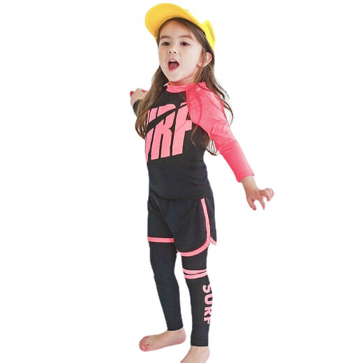 Kebo (KEBO) new children's swimsuit for girls, medium and large children's split suit baby quick-drying long-sleeved sun protection boy's wetsuit 2304 blue three-piece suit 2XL (recommended height 115-125CM)