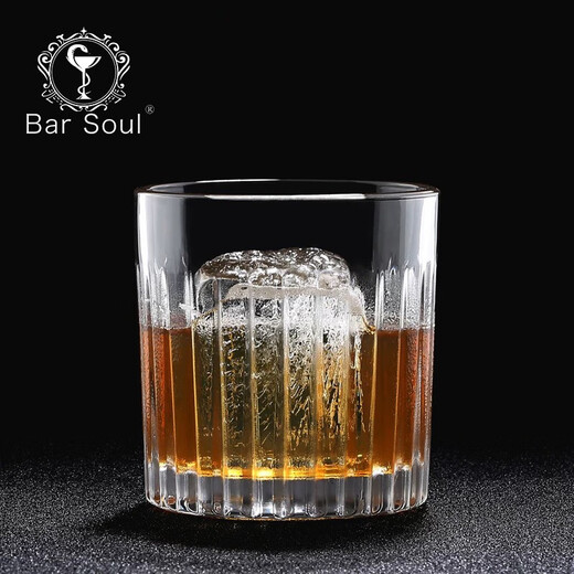 Bar Soul Whiskey Glass Ice Hockey Glass Spirit Glass Classic Eternal Glass Striped Whiskey Glass Bar ROCK Cup Classic Vertical Stripe Whiskey Glass 300ml