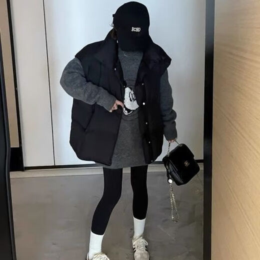 Yimuqi Buy Duoxi Dongguan Dalang Sweater Mid-length Loose and lazy style pullover for women 2024 Winter New Korean Style Pullover Grey Donald Duck y9855 One Size m