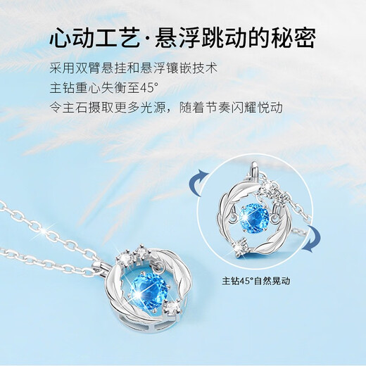 Farcoko light feather silver necklace for women, high-end, light luxury, niche Chinese Valentine's Day gift for girlfriend, heart-warming and practical, topaz, engraving + greeting card, take this option