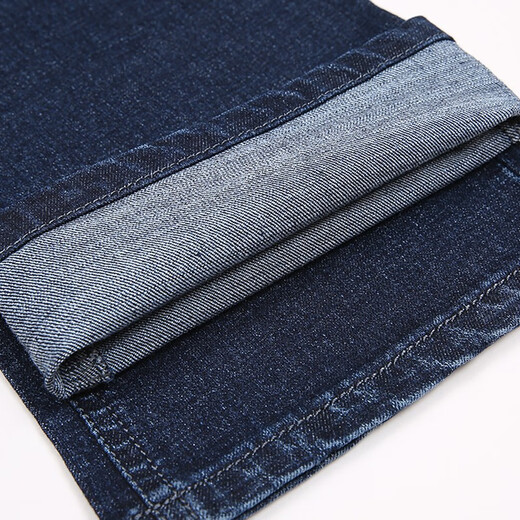 Autumn E-summer men's stretch jeans men's pants middle-aged high waist loose straight jeans casual jeans long trousers thin 5155 dark blue [Spring and autumn thick style] 32 [2 feet 5 waist]