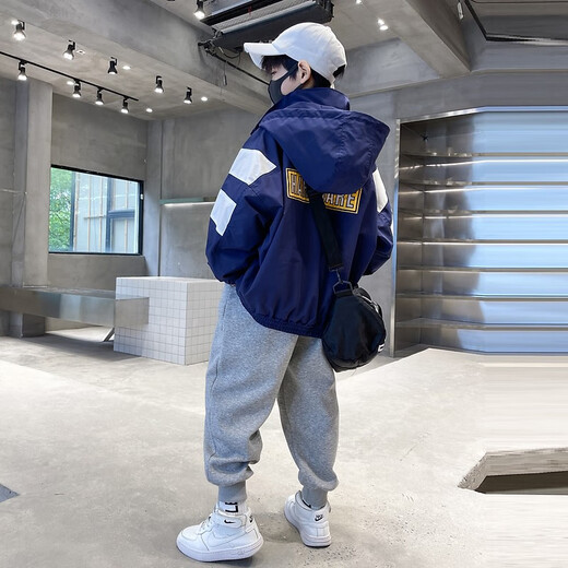 McDouble Bear Boys' Jacket Spring and Autumn New Trendy Children's Clothing Street Boys' Autumn and Winter Casual Jackets Children's Spring Clothing Navy 160