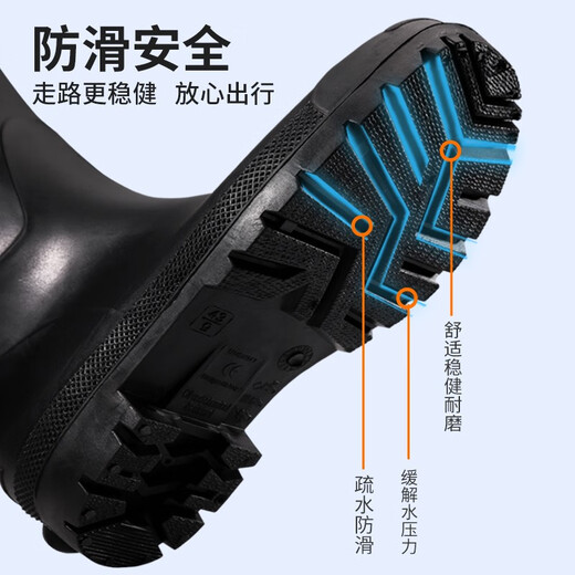 Weier Dun Regenstiefel Herren-Mitte Regenschuhe bequeme Tragenresistente schmutzresistente Anti-Rutsch-Rutsch-Regenstiefel wasserdichte Schuhe Regenstiefel [schwarzer Mid-Call] 40