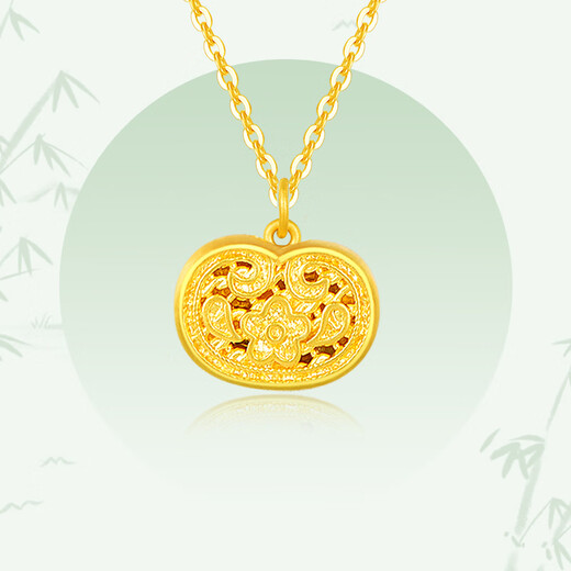 Jin Xiaoxiu Money Flower Pendant Gold 999 Ancient Filigree Pendant 5D Pure Gold Ruyi Blessing Lock Necklace Gift Small Lock Bag 0.5g, Money Flower Pendant + Alloy Chain