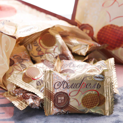 Akonte Russian brushed cake sandwich small round cake casual original imported snack food 408g individually packaged