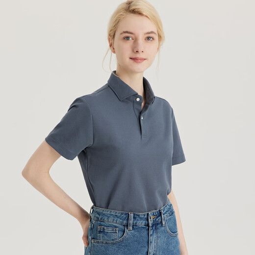 Staffel 5 Smart fünf schwere doppelt Perlen Kurzarm Polo-Hemd Herren Ice Seide rein weiße leichte Luxus-Hemd-Hemdkragen täglicher Pendler T Grey D753 XL (Gewicht empfohlen 76-85 kg)