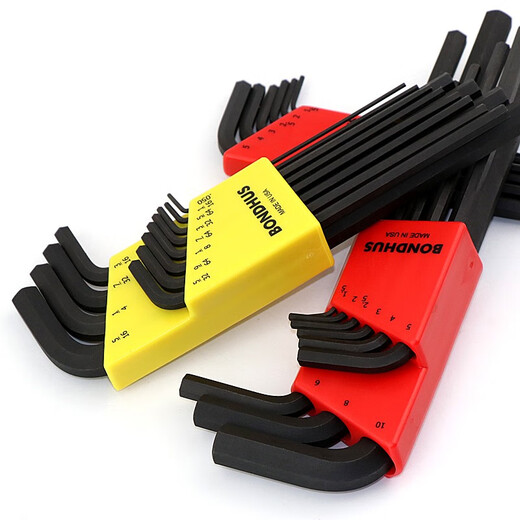 
BONDHUS United States imported extended flat head metric imperial hexagon wrench set hexagon key 6/7/9/13 package 12137 English flat head 13 package 0.05-3/8'