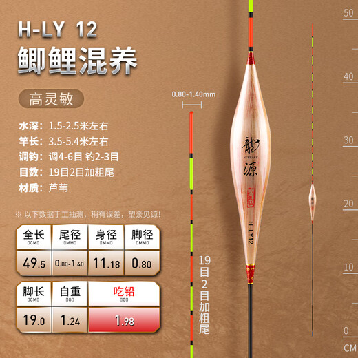 Xiaofengxian Reed Float Longyuan H-LY Fish Float Highly Sensitive Light Sliding Mouth Bold Eye-catching Float Myopia Black Pit Carp Fish Float