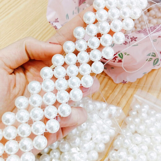 St. Xian Pearl DIY material simulation decoration straight hole off-white beads beading jewelry accessories handmade abs imitation pearl loose beads 8mm hole imitation pearl about 300 pieces (off-white)