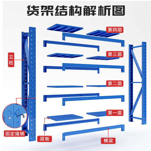 Haiaijia storage shelves multi-layer supermarket storage racks warehouse heavy-duty iron shelves 200*60*200cm load-bearing 280kg/layer