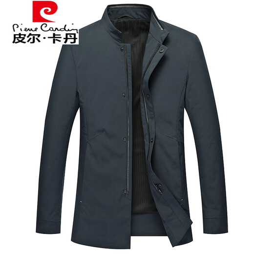 Pierre Cardin easy to wear jacket spring and autumn new middle-aged men stand collar jacket business casual jacket zipper 6629207 blue L 175