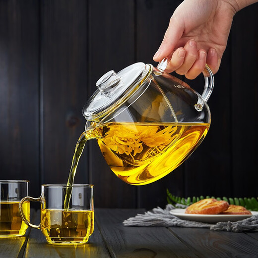 Shimi Le teapot heat-resistant glass teapot thickened glass tea set with spout tea cup tea set household kung fu tea set single pot 900ml