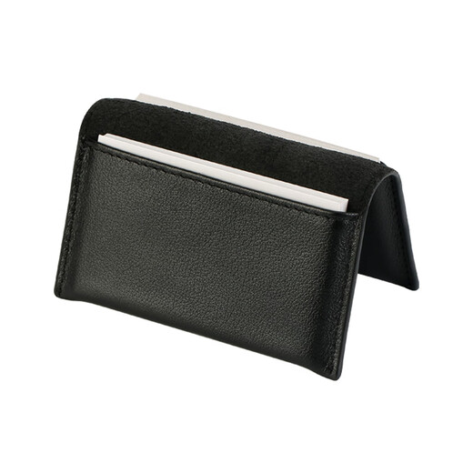 Bolsa de tarjeta delgada de Ehrenmann Soporte de tarjetas de presentación de hombres y femeninas Bolsa de gran capacidad Licencia de conducir Licencia de conducir Caso de cuero Top Cawhide Black