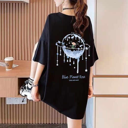 
Two-piece extra-large size women's clothing fat mm200Jin[Jin equals 0.5 kg] Short-sleeved T-shirt for women ins summer ins loose medium-length top versatile 844 white XL Recommended 135-165Jin[Jin equals 0.5 kg]