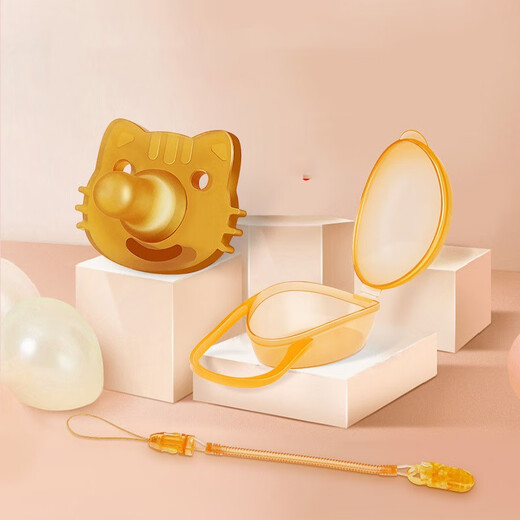 Yoshida Hisamori transparent pacifier round head flat head baby silicone bite-resistant baby super soft sleeping type sucking stick 1 pack daily use - round head type nano silver style