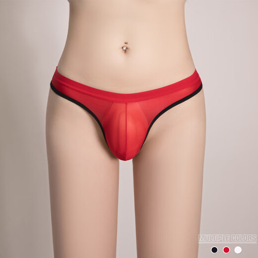 Sexy underwear men's sexy breathable underwear thong low waist temptation elastic transparent inner black one size
