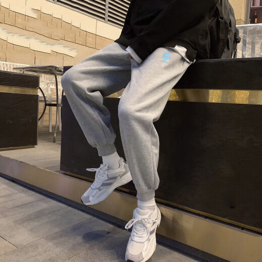 Adidas阿迪达斯男裤春季新款小脚裤子运动裤针织收口休闲跑步长裤GK9226 IA4951/灰色/针织收口 2XL /185/96A