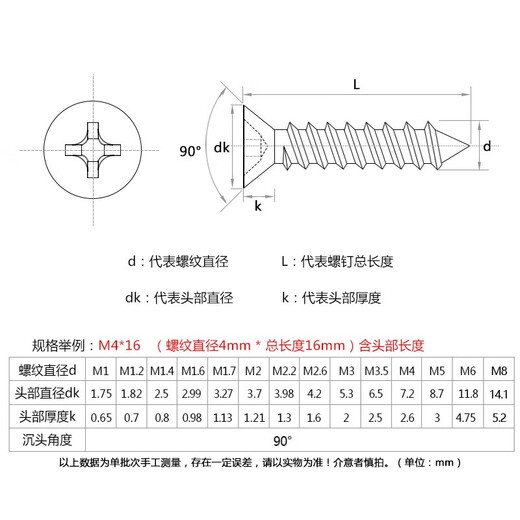 
304 stainless steel cross groove countersunk self-tapping screw flat head pointed tail self-tapping screw lengthened wood screw GB846 304 countersunk self-tapping M5*60 [20 pills]