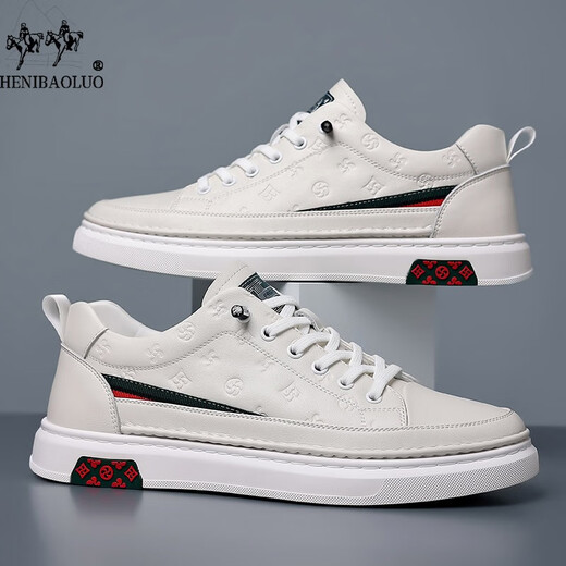 Chaussures masculines Heni Paul, chaussures de cuir en cuir authentique haut de gamme pour hommes, chaussures haut de gamme pour hommes, chaussures blanches décontractées pour hommes, semelle plate blanche 9908 41