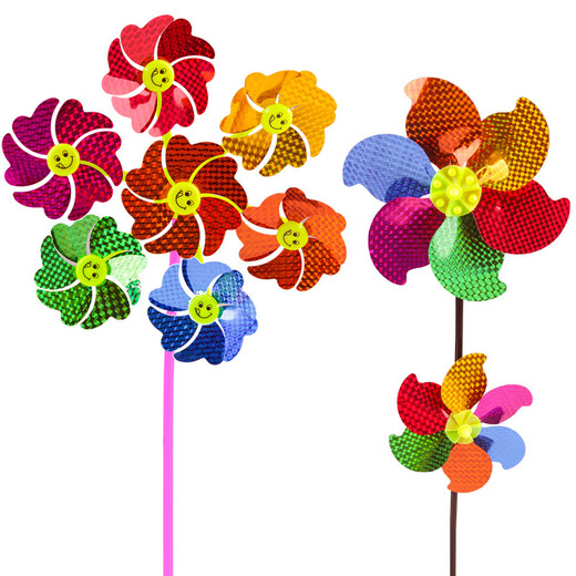 Bunte Sonnenblumenwindmühle landschaftlicher Ort DIY Handgefertigte kleine Geschenke Drei Sonnenblumen Windmühle