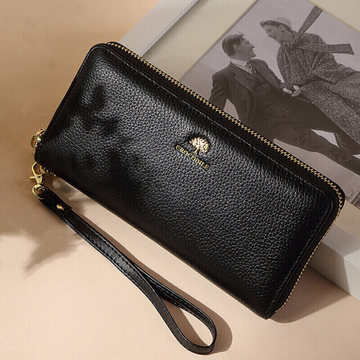 
Crocodile shirt top layer cowhide fashion linden tree handbag women's long wallet wrist bag birthday gift 5896 black
