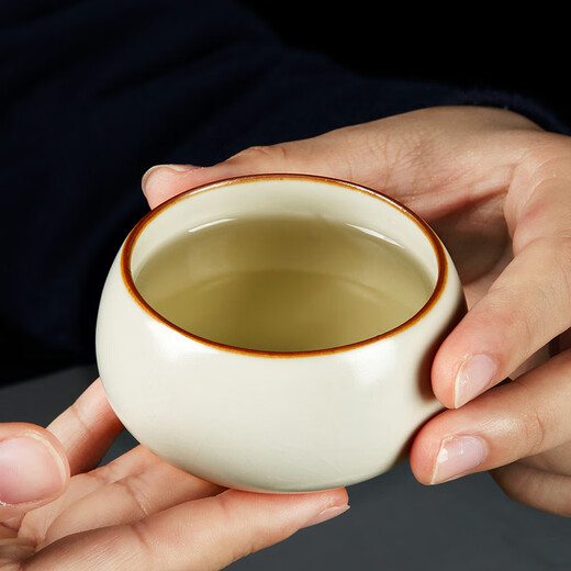 Tangfeng Ru Kiln Tea Set Home Teapot Kung Fu Tea Set Beige Song Ci One Pot Two Cups Gift Box