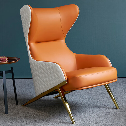 [Spot Flash] Meimeng Shubao Sofá Sofá de cuero American Light Luxury Luxury Genuine Tiger Silla de cuero Arte de cuero Sofá Sofá Leye Leisure Silla 1105 Pedales de pie a juego (Pedales de vaca de primera capa doméstica)