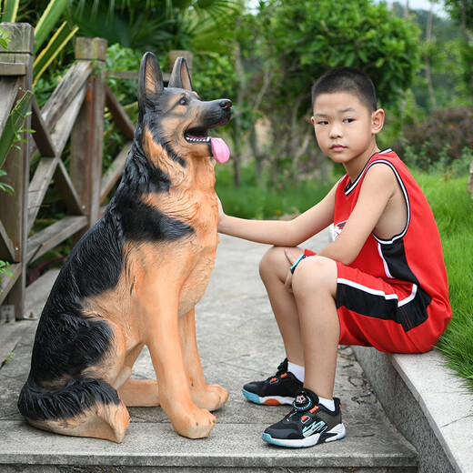 Yue Jixiang Simulation Dog Ornaments Garden Decorations Lucky New Year Lucky Dog Golden Retriever Sculpture Crafts 6001 Sitting Extra Large German Shepherd (Height 0.89 Meters)