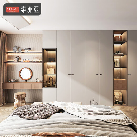 Sophia Wardrobe Bedroom Furniture Integrated Wardrobe Cabinets Swing Door Wardrobe Bedside Table Combination Cloakroom Whole House Customized Customized Gold