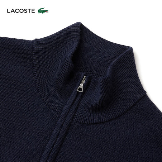 LACOSTE法国鳄鱼男装可外穿纯色羊毛衫针织衫拉链立领外套|AH1955 166/藏青色 常规 S 3