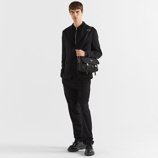 PRADA/Prada Gift Men's Re-Nylon and Saffiano Cow Leather Shoulder Bag Black