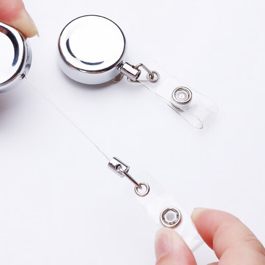 Kafus outdoor anti-lost doctor and nurse smiley face easy to pull crocodile clip full iron metal telescopic buckle card sleeve stretch buckle work certificate badge clip zinc alloy easy to pull buckle custom 9922 silver telescopic buckle 2cm 1 piece