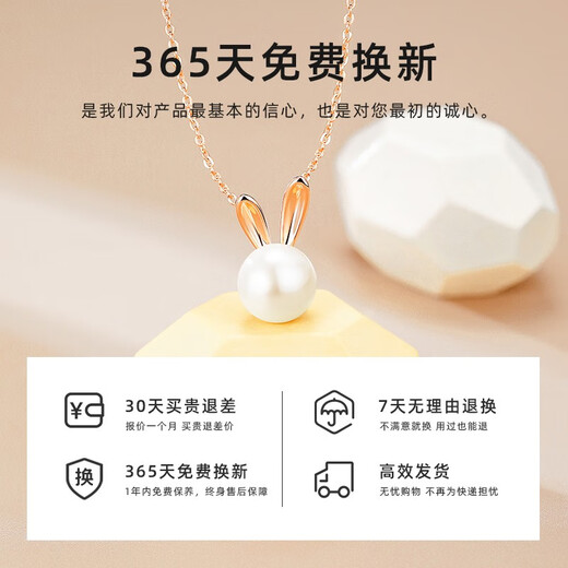 Vana Cute Rabbit Silver Pearl Necklace Girls Pendant Mid-Autumn Festival Gift for Girlfriend and Wife Cute Rabbit Pearl Necklace New Brand Gift Box