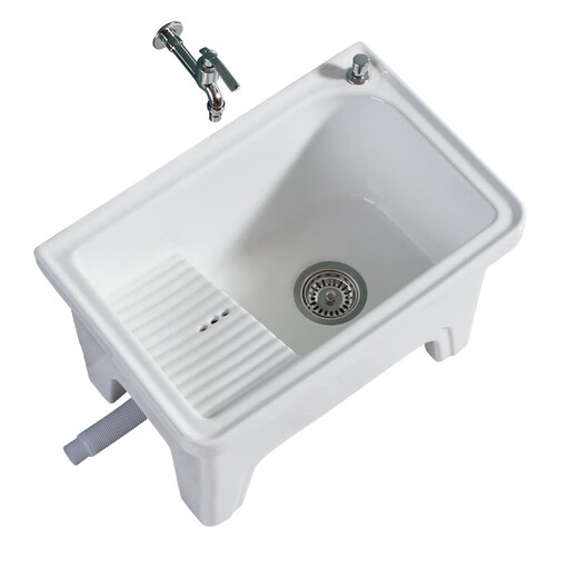 Lujies ceramic large mop pool with washboard mop pool washing floor mop trough handle basin balcony bathroom household side row pier 106-Taiwan controlled drain