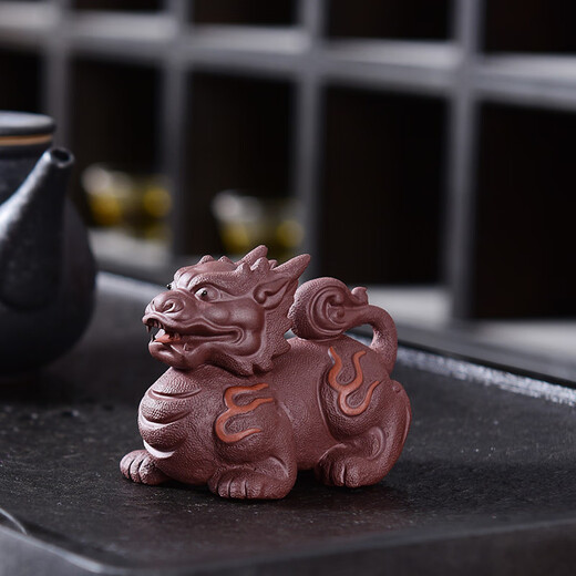 Jiaoxia Yixing purple sand handmade fire unicorn tea pet household fire unicorn tea tray ornaments tea toy tea pet tea ceremony accessories Yixing purple sand tea pet fire unicorn
