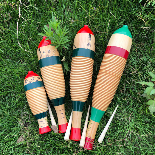 Orff Orff instrumento de percusión pez rana de madera zumbador de rana en forma de pez pez colorido rana instrumento musical material didáctico musical para jardín de infantes trompeta de 19,5 CM