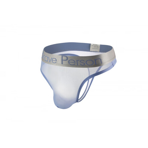 ROSELEX confidential delivery men's sexy underwear sexy fully transparent mesh thong gay gay U convex light blue L