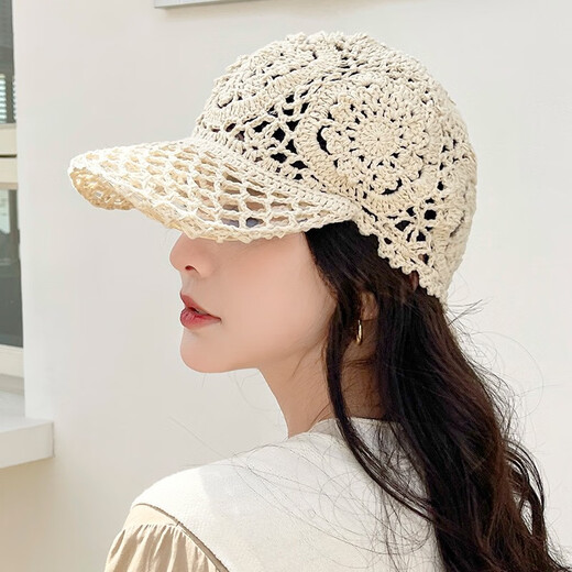 NZTK Baseball Cap Women's Summer Thin Hollow-Anschlusse für Frauen Sommer vielseitiger Strickhut modische und modische MT684 Gray 55-60 cm