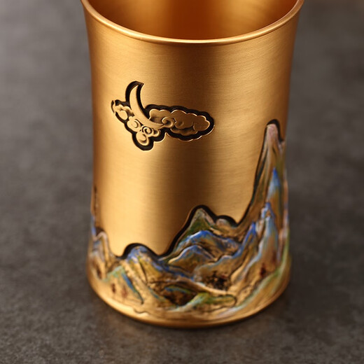 Jiutang Pure Brass Tea Ceremony Six Gentlemen High-end Tea Supplies Tea Clips Tea Spoon Tea Knife and Needle Set Tea Making Tools Accessories Kyoya (Qianli Jiangshan) Hand-painted Brass Six Gentlemen