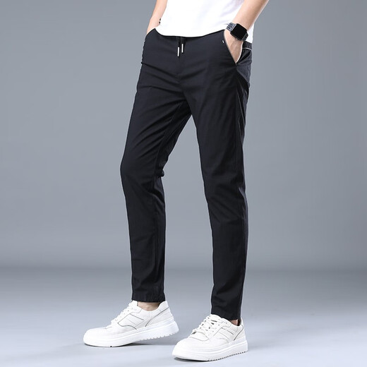 BPZ Pantalon décontracté pour hommes mince élastique Sangle élastique pantalon Pantalon de pied à la mode pantalon mince pantalon masculin B6820 noir + B6820 Black Taille 32 Taille adaptée au poids 1355 Jin [Jin équivaut à 0,5 kg] -145 Jin [Jin est égal à 0,5 kg]