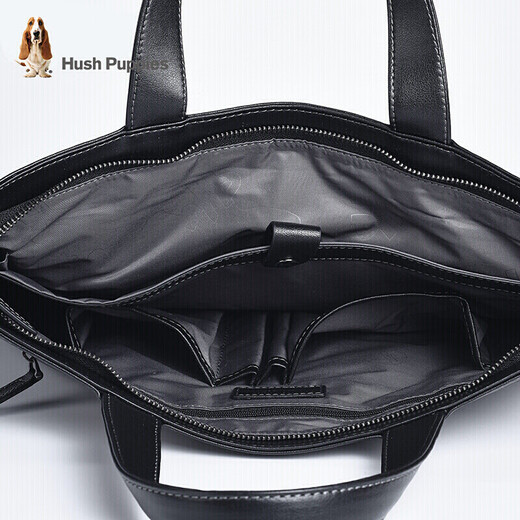 Hush Puppies Briefcase Men's First Layer Cowhide Thin Laptop Bag Business Large Capacity Fashionable Father's Day Gift for Boyfriend